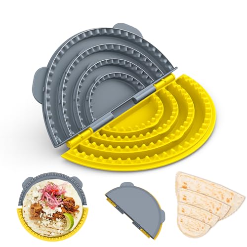 Tiiyee 4-in-1 Tortilla Sealer, Adjustable Tacos Tortilla Crimper Quesadilla Maker for 4”, 6”, 8”, 10” Wraps, Removable Crimper Presses Make Sealed Burritos Dumplings Sandwich, Dishwasher Safe