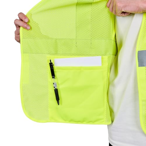 Image of Restaurantware Reflective Safety Vest 20 Count 29.213 x 30.315 Inches High Visibility Multi-Pocket Zipper Front Safety Vest