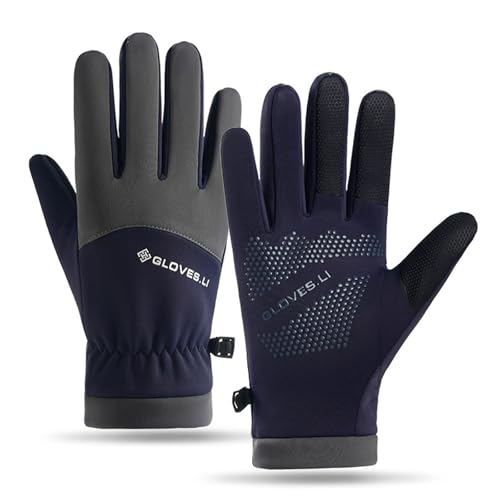 QJDFLL motorradhandschuhe herren snowboardhandschuhe winter fahrradhandschuhe autofahrer handschuhe trainings gym softshell damen mütze set gefütterte fingerlos kletterhandschuhe(Blau,Einheitsgröße)