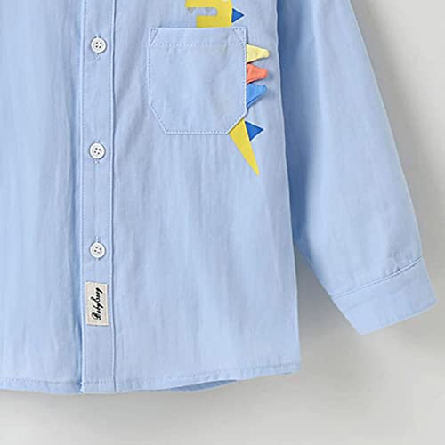 Roupas de bebê infantil bebê meninos meninas camisa manga longa desenho lapela camisa de botão (azul
