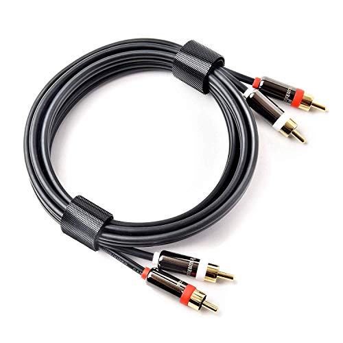 Image of BlueRigger RCA Stereo Cable /Cord (15 ft /feet Dual 2 x RCA Male to 2 x RCA Male Audio Cable, Digital & Analogue, Double-Shielded, Series) Supports (Amplifiers, AV Receivers, Hi-Fi)