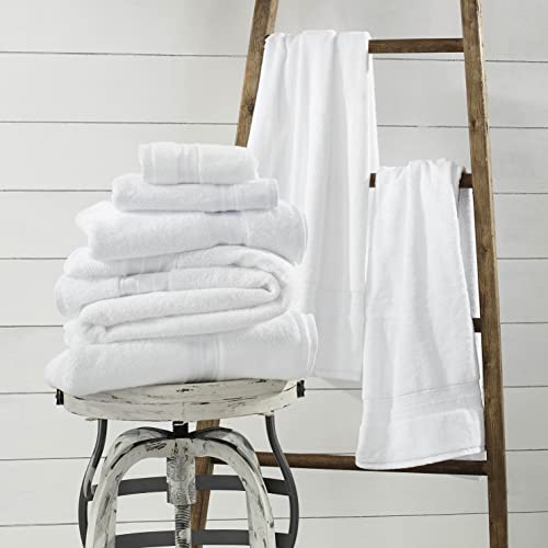 Sweet South By 1888 Mills 6-Piece Bath Towel Set | Made In The Usa, 100% Cotton | 2 Bath Towels, 2 Hand Towels, 2 Washcloths - White #TOP2