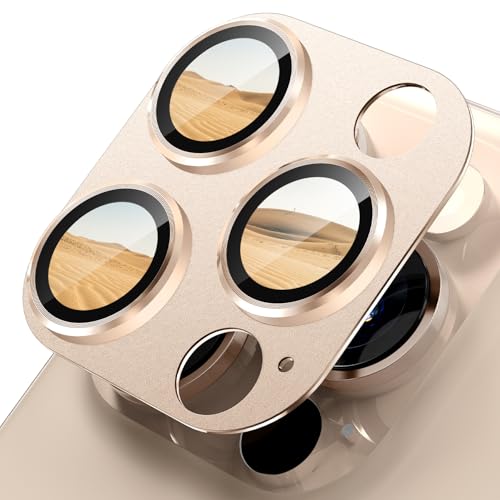 Protection objectif caméra pour iPhone 16 Pro et 16 Pro Max en verre trempé HD Titane Désert