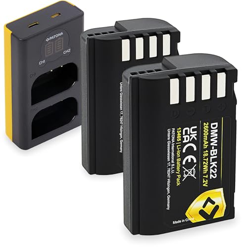 Batterie DMW-BLK22 2600mAh avec capteur NTC et chargeur LCD USB-C double