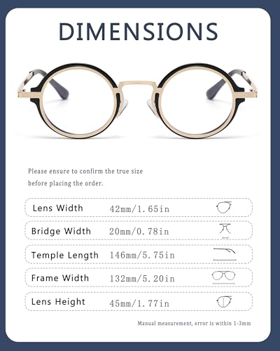Image of Classic Round Glasses for men women Circle Blue Light Eyeglasses Hippie Style Non Prescription Eyewear