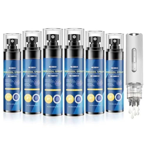 5% Minoxidil Spray for men-6 pack， Infused with Biotin, Hair Growth Treatment, Supports Thicker and Fuller Hair &amp; Beard (21oz, 10 Month Supply)