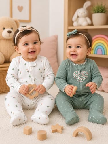 Image of TuddyBuddy Baby Girl's Cotton Printed Full Sleeves Sleepsuit /Footed Rompers for Baby Girl
