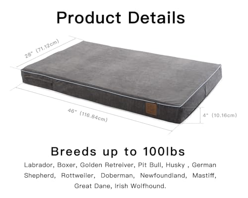 Image of LaiFug Orthopedic Memory Foam Pet(46 inchx 28 inchx 4 inch,Slate Grey) /Dog Bed with Durable WaterProof Liner and Removable Washable Cover