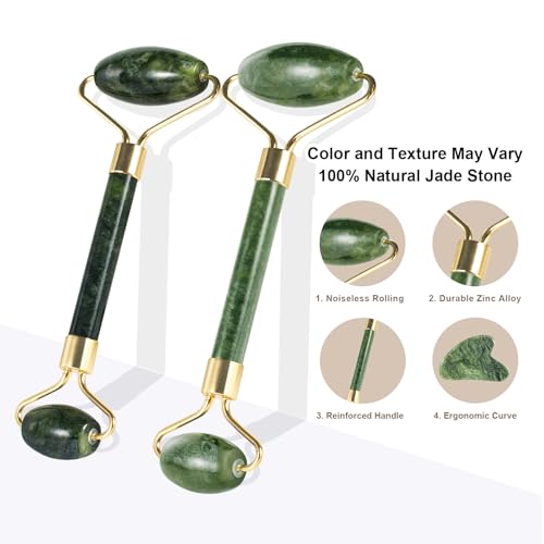 Gua Sha and Jade Roller Facial Tools for Face, Upgraded Face Roller for Wrinkles and Lifting, Face Massager and Gua Sha Set for Puffiness and Skin Care, Guasha Tool for Women and Men (Green) - Image 6
