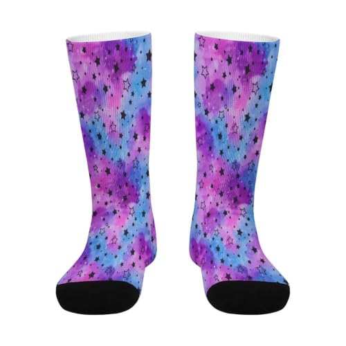 SNRLZUY Star Galaxy Pink Blue Pattern Crew Socks