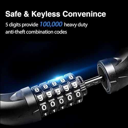 NDakter Bike Lock, Extra Long Anti-Theft Bike Chain Lock(6ft to 3.2ft) with 5 Digit Resettable Combination, Heavy Duty Bicycle Lock Long Enough for 2-5 Bikes, Ebike,Scooter, Door,Gate,Fence and More - Thumbnail 2