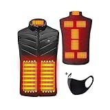 【9 Heizzonen und 3 optionale Heiztemperaturen】-Integrierte 5-teilige Wärmetherapieunterlage für schnelles Aufwärmen auch bei extrem kaltem Wetter. Diese beheizbare Jacke verfügt über 3 Heizstufen, die eine Temperatur von 45 ℃ / 113℉ bis 65 ℃ / 149 ℉ bieten, um die Durchblutung zu fördern und Schmerzen von Rheuma und Muskelverspannungen zu lindern. Mit einem einfachen Tastendruck auf der Brust können Sie 3 Heizstufen einstellen (niedrig, mittel, hoch).