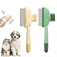 Flohkamm für Katzen & Hunde (2 Stück) - Selbstreinigender Zeckenkamm, Haarentfernungsbürste für Fellpflege, Tierflohkamm mit ergonomischem Griff-Gelb+Grün