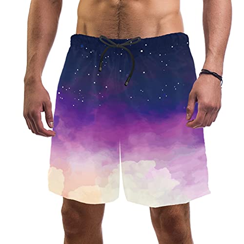 Short de bain pour homme motif ciel étoilé violet pour vos vacances à la plage