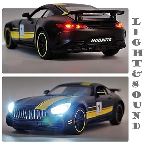 Image of 1:32 AMG GTR Toy Car Die Cast Metal Toy Car for Kids Light Soun Pull Back Openable Door