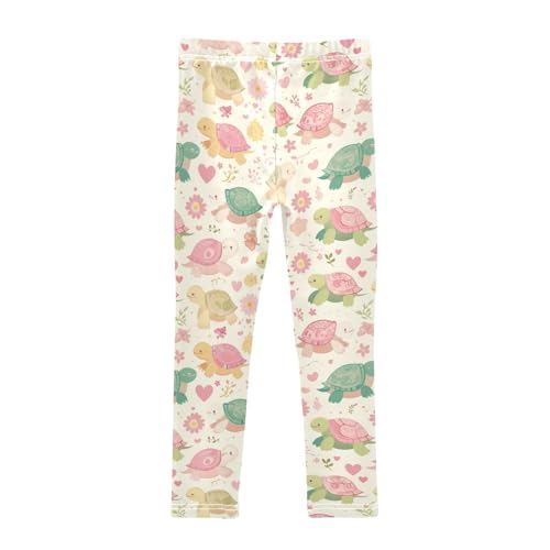 Turtles Girls' Leggings Toddler Doodles Flowers Hearts Kids Yoga Pants Dance Active Tights 4T2