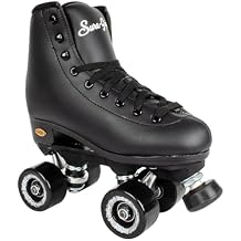 Sure Grip Fame Men & Women Premium Roller Skates Black | Quality Leatherette | Stylish Skates for Indoors - Double Structure, Stronger Grip, Extra Long Laces - Suitable for Beginners