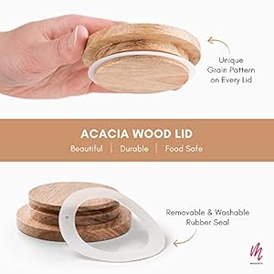 Rae Dunn Herb Jars with Wooden Lids, Set of 4 Kitchen Jars for Herbs or Spices, Seasoning Containers with Lids, Herb Jars for Thyme, Basil, Parsley, and Dill Rae Dunn Herb Jars with Wooden Lids Set of 4 Kitchen Jars for Herbs or Spices Seasoning Containers with Lids Herb Jars for Thyme Basil Parsley and Dill