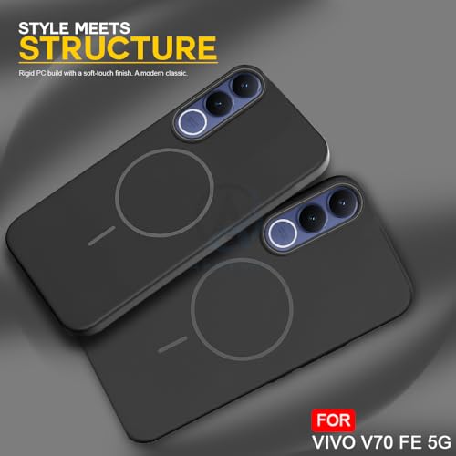 Image of AESTMO Shockproof Back Case Cover for Vivo V70 FE 5G | Slim Hard Shell | Hard Back Cover for Vivo V70 FE 5G (Compatible with MagSafe Accessories, Black)