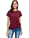 Women's Loose Fitting Tops Fashion Casual T-Shirts Comfy Twist Knot Front Tunics, Wine Red, XX-Large