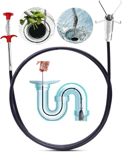 Drain Snake, Unclog Drain Tool for Bathroom Sink, Shower, Bathtub, Car & Tight Spaces,Flexible Sink Snake Drain Cleaner Tool Set, Sink Declogger, Hair Puller from Drain (76inch)
