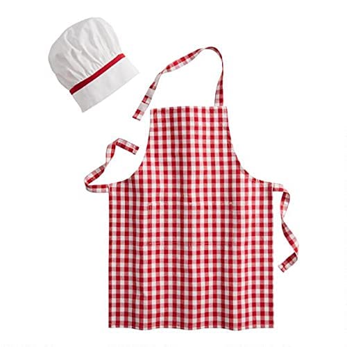 FLIP ENTERPRISES Baby Chef Apron + Hat for Kids Dress (Apron Check and hat red patti)