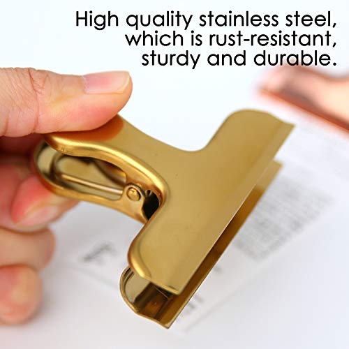 Set Of 8 Heavy Duty Stainless Steel Bag Clips, Sourceton 3 X 2.4 Inch Durable Paper Seal Grip For Coffee Food Bread Bags, Kitchen Home Usage- Gold #TOP1