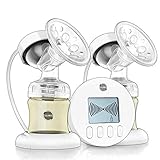 Double Electric Breast Pump - for Perfect Massage and Breastfeeding Assistant, With Backflow Protector Pain Free 9 Levels Suction and Massage with 2 Milk Storage Bottle, BPA Free Hospital Grade