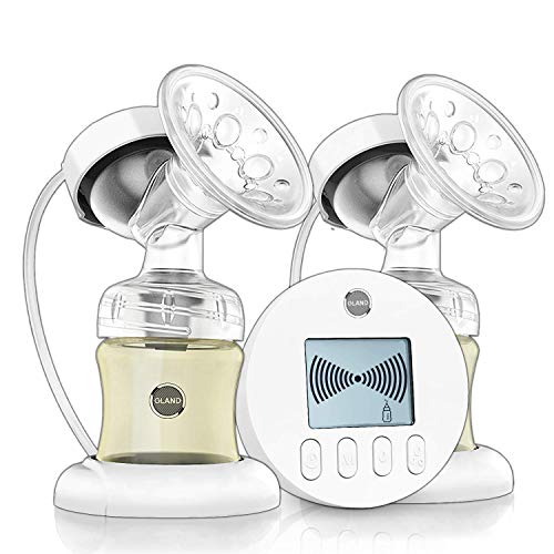 Gland Double Electric Breast Pump - for Perfect Massage and Breastfeeding Assistant, with Backflow Protector Pain Free 9 Levels Suction and Massage with 2 Milk Storage Bottle, BPA Free