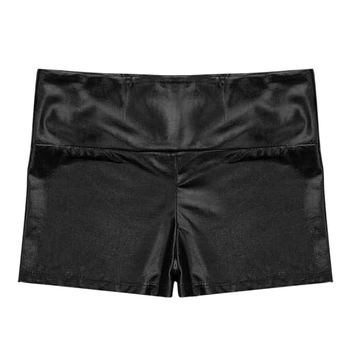 Kids Girls Shiny Metallic Dance Workout Booty Shorts High Waist Boy-Cut Bottoms Gym Sports Activewear3
