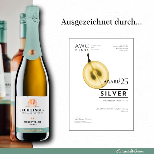 Jechtinger Muskateller Sekt extra trocken – Gault & Millau 2025 Auszeichnung – Klassische Flaschengärung, blumig & frisch mit Mandarine & Muskatnuss (1 x 0,75 l)