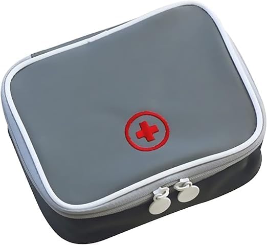 Portable Empty First Aid Bag, Mini Travel Medicine Pouch Double Zippers Handy Pills Pocket for Travel School Home