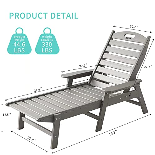 Ciokea Chaise Lounge For Outdoor, Patio Lounge Chair For Outside, Foldable Chaise Lounge Chair With 5 Positions, Plastic Lounge Chair For Pool Poolside Deck Beach Backyard Lawn, Grey #TOP2