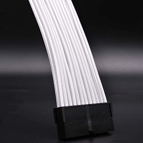 EZDIY-FAB White PSU Extension Kit 300mm with RGB Cable Combs - 24-PIN 6+2-PIN 4+4-PIN with RGB Combs for Cable Management with RF Control
