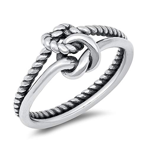 Cute Nautical Double Rope Knot Promise Ring New .925 Sterling Silver Band Sizes 4-10