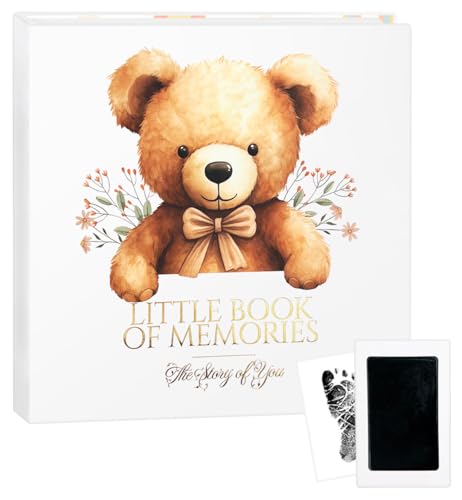 Keepsake Memory Book for Baby Boy or Girl bundle with a Ink Pad for Baby Handprints and Footprints,...