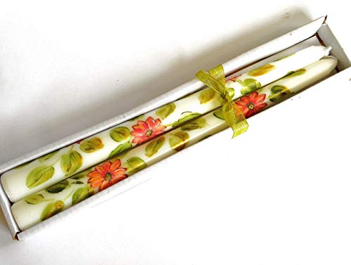 Decorative Dripless Hand Painted Peach Pink Gerbera Daisy Flower Taper Candles Floral Spring Decor Decorations #TOP3