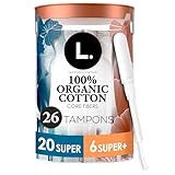 L. Tampons, Made with Organic Cotton, Super/Super Plus Absorbency, Multipack, Made Without Synthetic Pesticides, Rayon or Fragrances, 26 Count