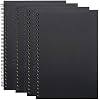 Yansanido Spiral Notebook, 4 Pcs A5 Black Craft Softcover 8mm Ruled 60 Sheets -120 Pages Journals for Study and Notes (A5-4 pcs Black/Lined)