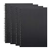 Yansanido Spiral Notebook, 4 Pcs A5 Black Craft Softcover 8mm Ruled 60 Sheets -120 Pages Journals for Study and Notes (A5-4 pcs Black/Lined)