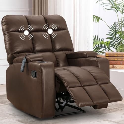 Sillón reclinable eléctrico piel cuero marrón