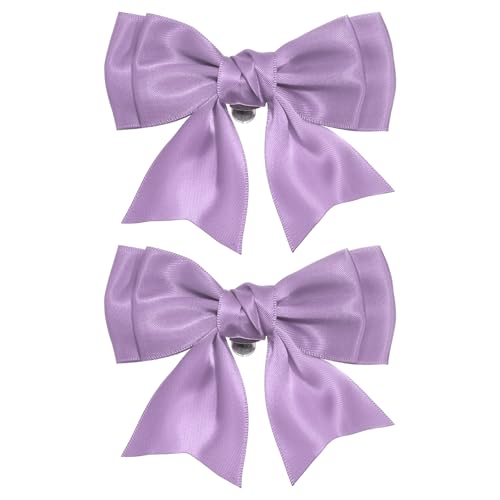Pinces à chaussures nœud papillon en satin violet clair pour cérémonie 9cm