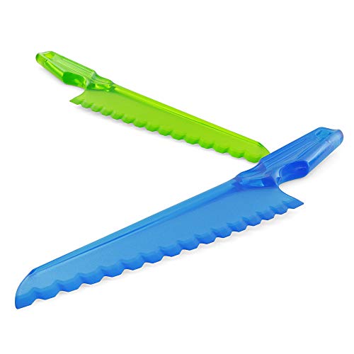 Ram-Pro Plastic Lettuce Knives Assorted Colors Children's Safe Cooking Chef Nylon Kids Kitchen Toddler Knives Set for Fruit Knife with Serrated Edge Pack of 3 - Thumbnail 2