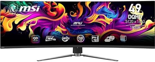 MSI MPG 491CQP QD-OLED 49" Curved DQHD Gaming Monitor, Quantum Do...