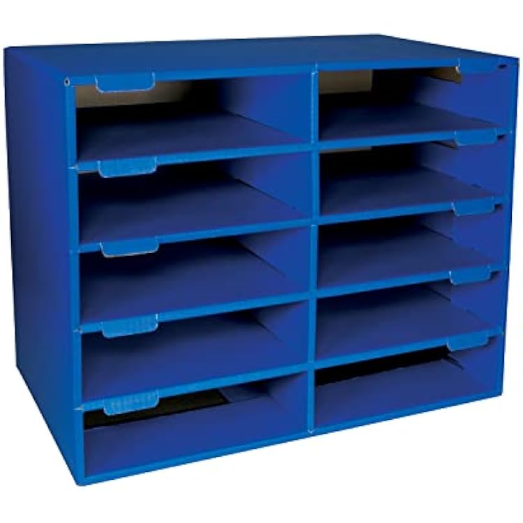Classroom Keepers Sturdy Cardboard Mailbox, 10-Slot, Blue, 16-5/8H x 21 W x 12-7/8D, 1 Unit