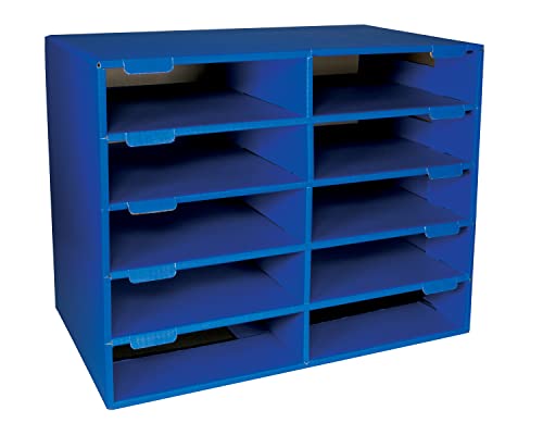 Classroom Keepers Sturdy Cardboard Mailbox, 10-Slot, Blue, 16-5/8