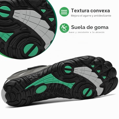 Miniatura 6 de Saguaro Escarpines Para Mujer Hombre Zapatillas De Deporte Antideslizante Five Fingers Minimalistas Zapatillas Barefoot Trail Running Negroprofundo 41