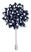 Men's Lapel Flower Handmade Boutonniere Pin for Suit - Polka Dot Mums (Navy Blue)
