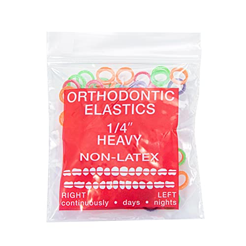 JMU Neon Orthodontic Rubber Bands 1/4 Inch Heavy 100 pack 6.5oz Intraoral Elastic Bands Latex Free Dental Rubber Bands Made in USA