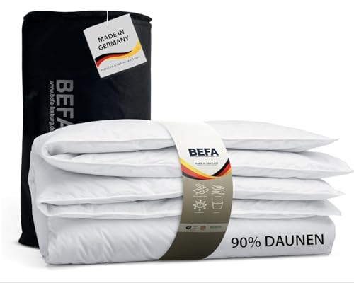 BEFA NATUR Edredón nórdico de plumón Verano 160x210 cm (2 Piezas) | 90% plumón, 10% Plumas | Transpirable, fácil Cuidado | antialérgico (NOMITE) | DOWNPASS | Oeko-Tex Clase 1 | Made in Germany